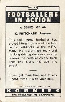 1951 Kornies Footballers in Action #63 Kevin Pritchard Back